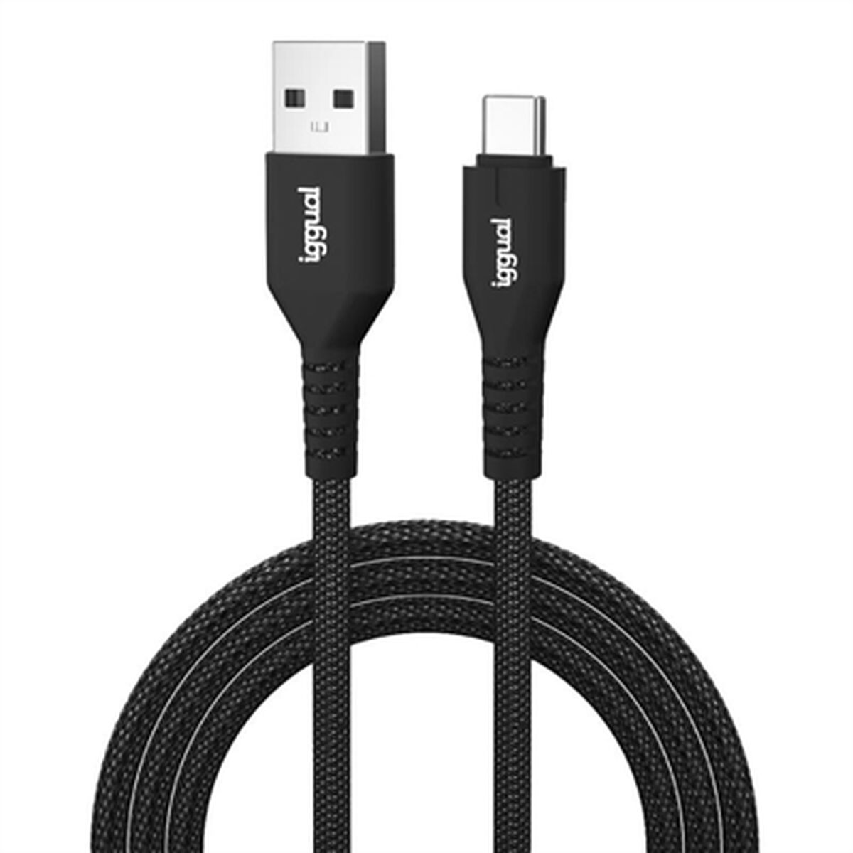 USB A till USB-C Kabel iggual IGG320006 Svart 1,8 m