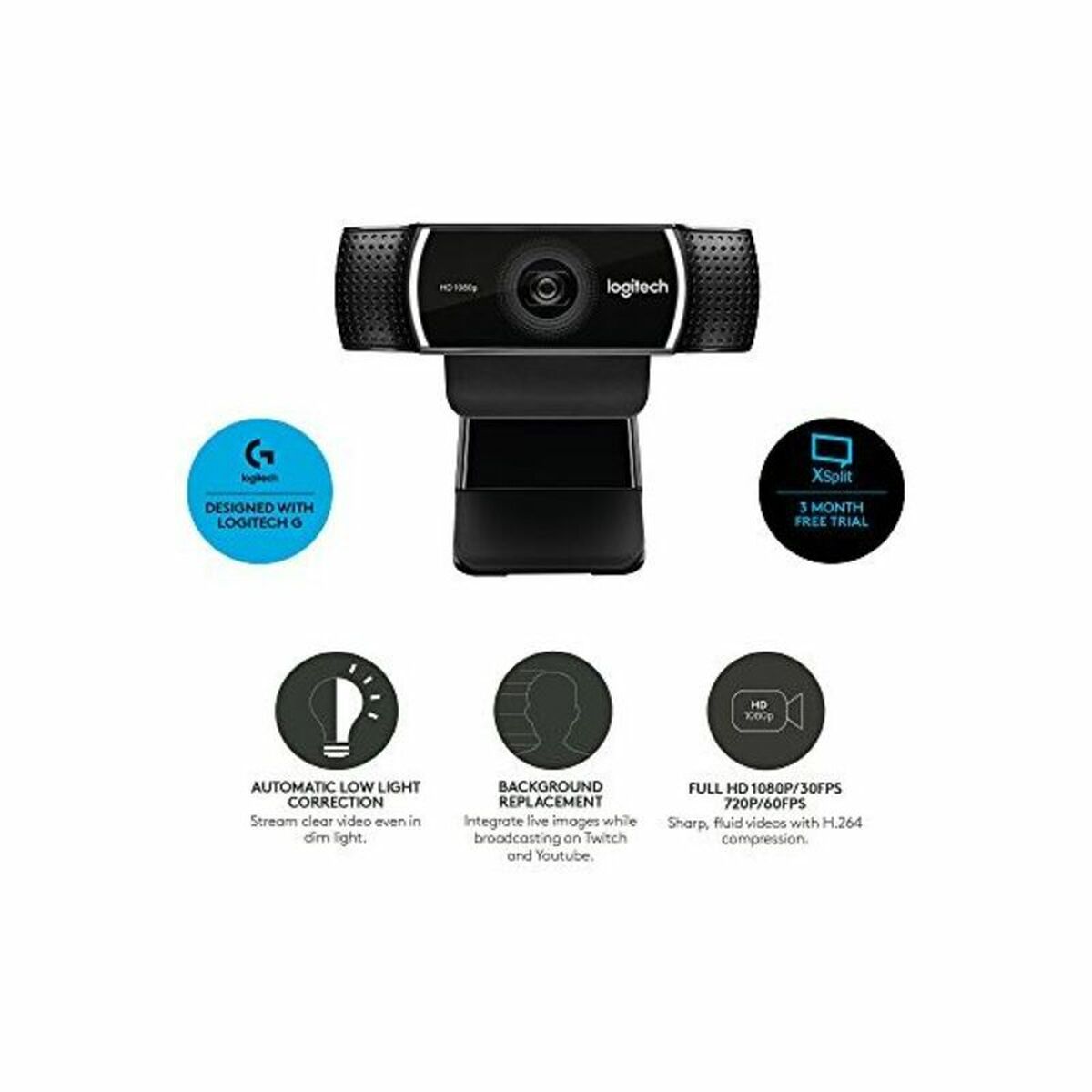 Webbkamera Logitech C922 HD 1080p Streaming - 24