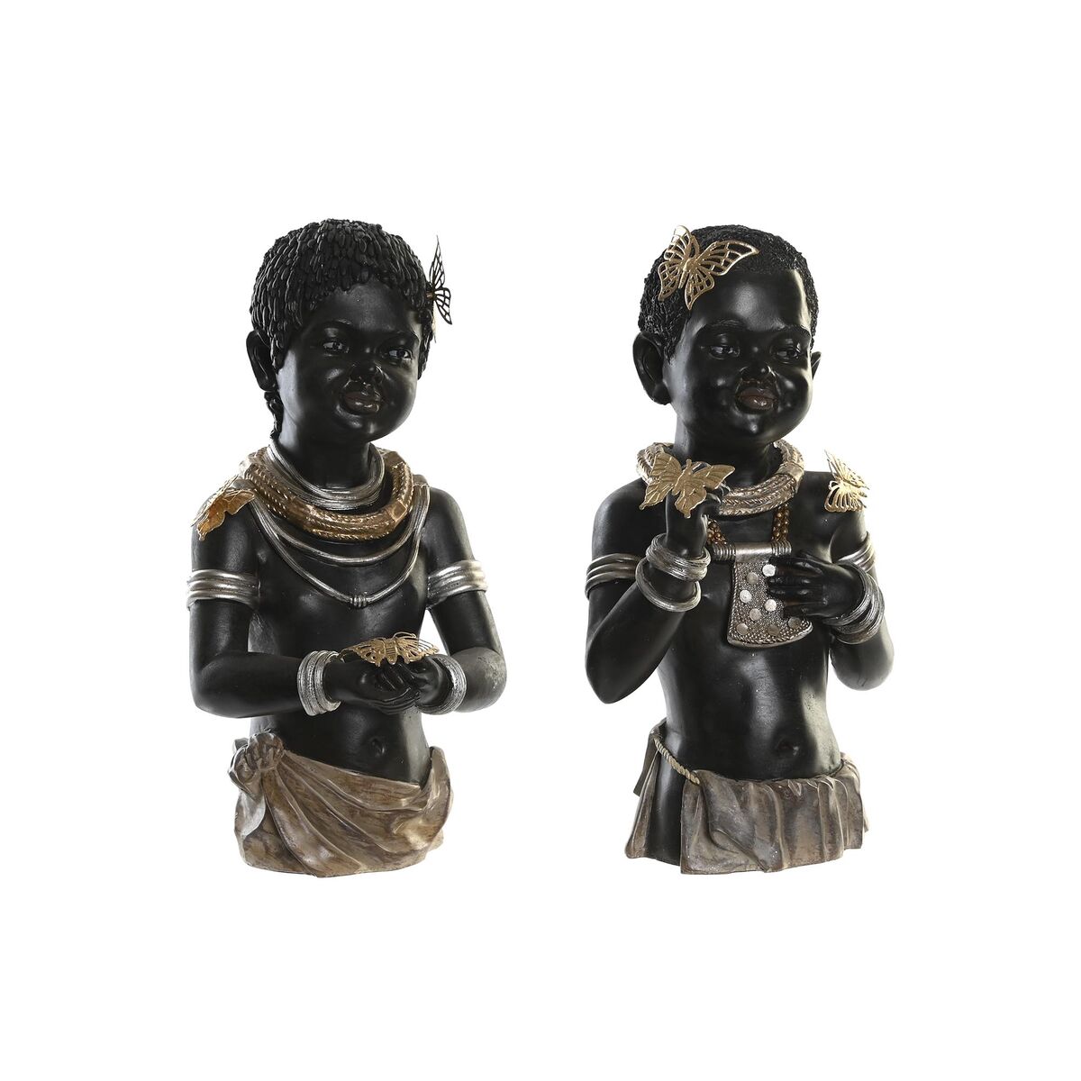 Prydnadsfigur DKD Home Decor 20,5 x 18 x 35 cm Svart Kolonial Afrikanska (2 antal) - 3