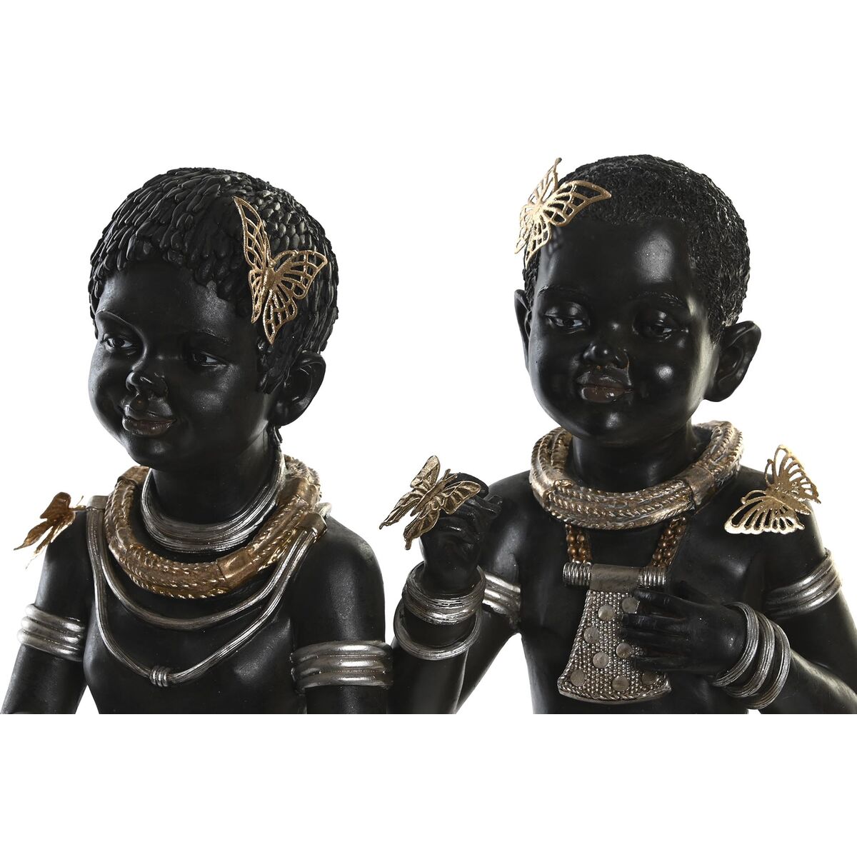 Prydnadsfigur DKD Home Decor 20,5 x 18 x 35 cm Svart Kolonial Afrikanska (2 antal) - 2