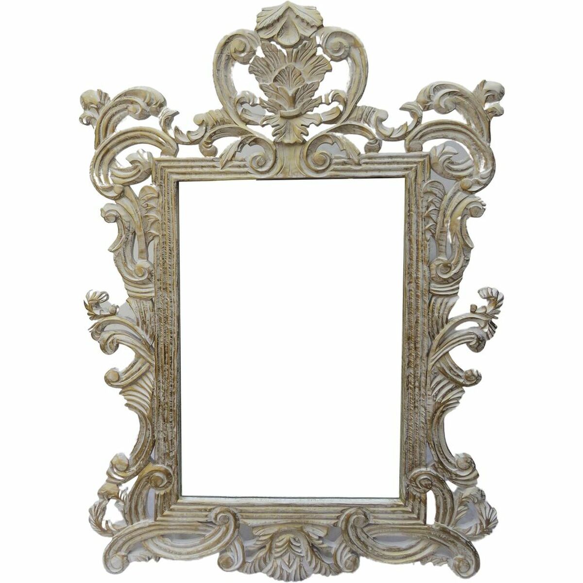 Väggspegel DKD Home Decor Vit Glas Mangoträ Neoklassisk Avskalad 90 x 3 x 135 cm - 2