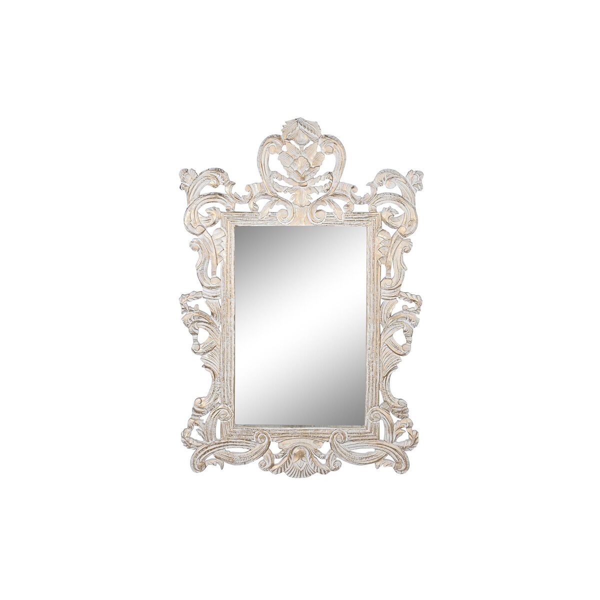 Väggspegel DKD Home Decor Vit Glas Mangoträ Neoklassisk Avskalad 90 x 3 x 135 cm - 3
