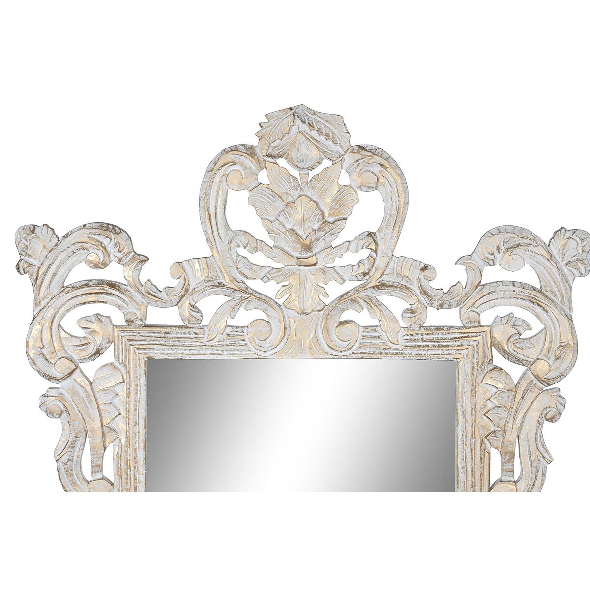 Väggspegel DKD Home Decor Vit Glas Mangoträ Neoklassisk Avskalad 90 x 3 x 135 cm - 5