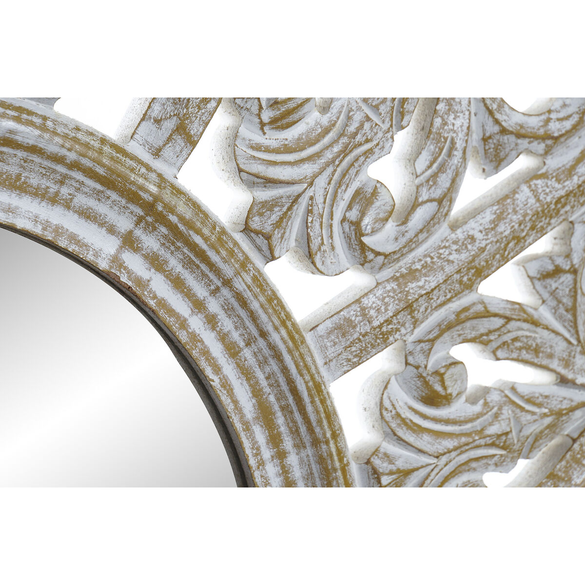 Väggspegel DKD Home Decor Blomster Vit Trä MDF Avskalad (89 x 2 x 89 cm) - 2