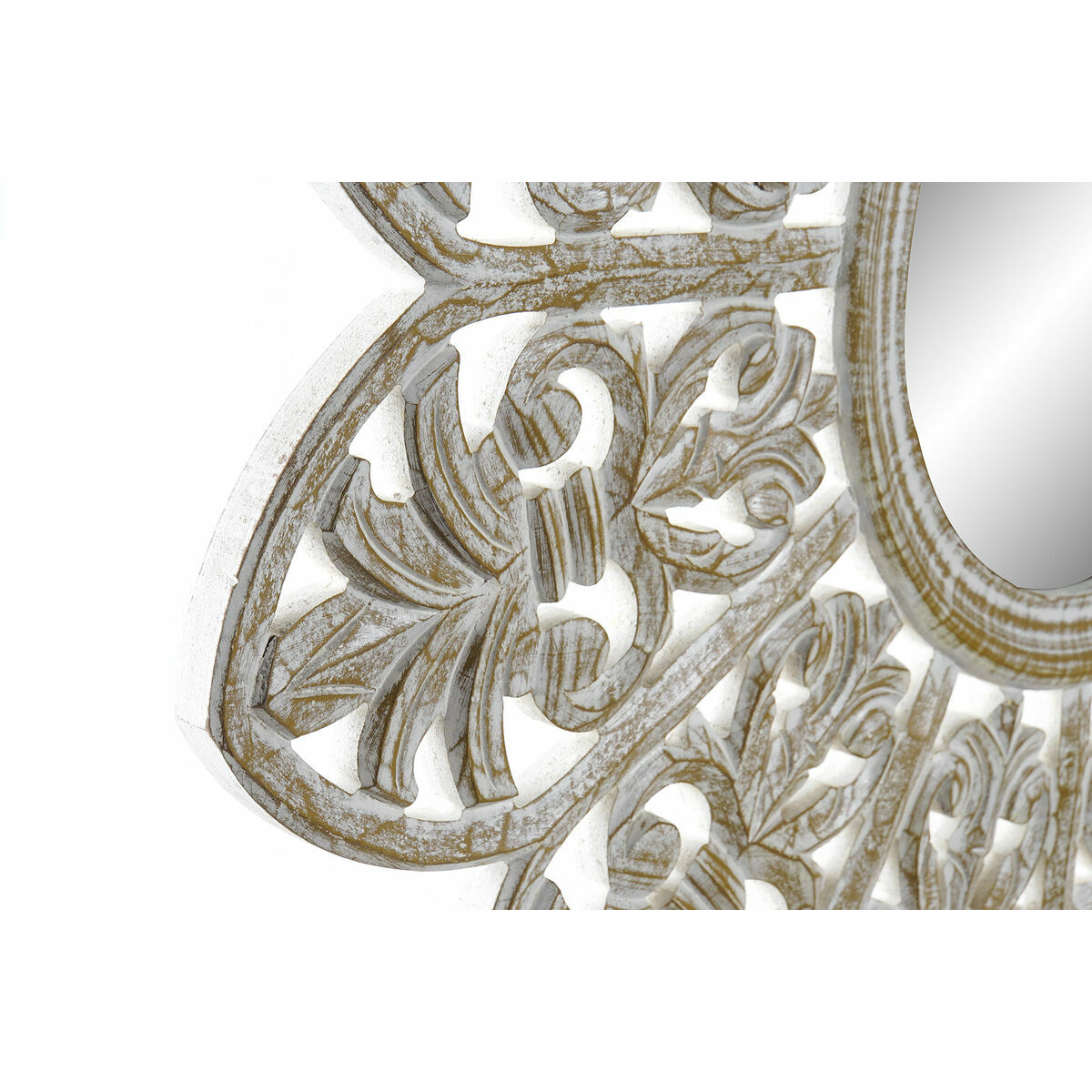 Väggspegel DKD Home Decor Blomster Vit Trä MDF Avskalad (89 x 2 x 89 cm) - 3