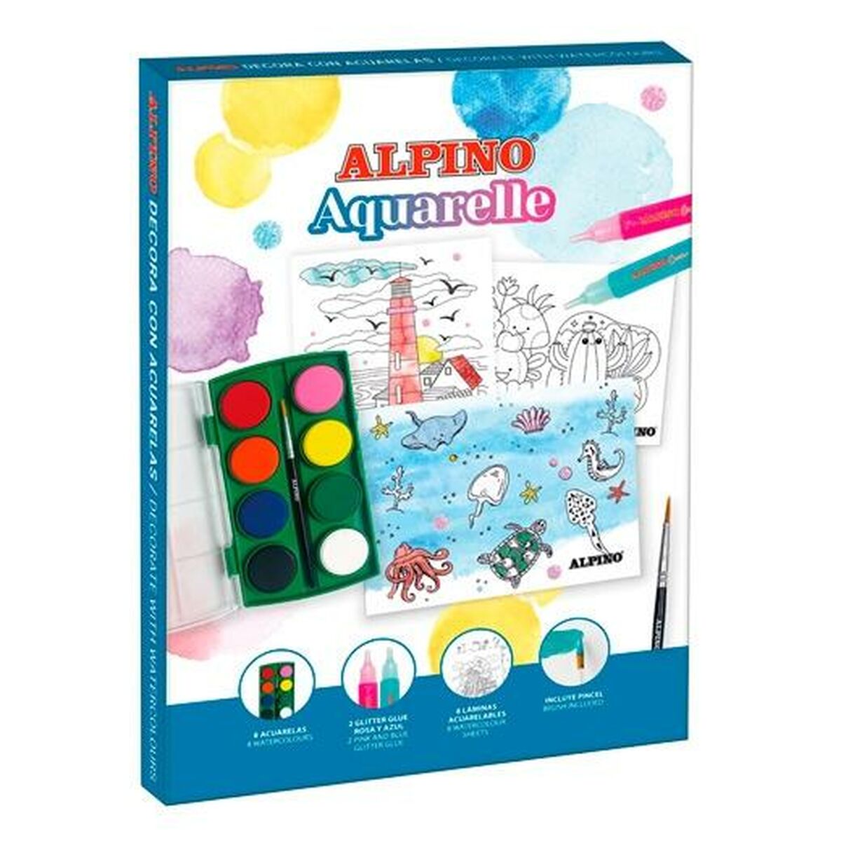 Målarbilder Alpino Aquarelle Multicolour (6 antal) - 2