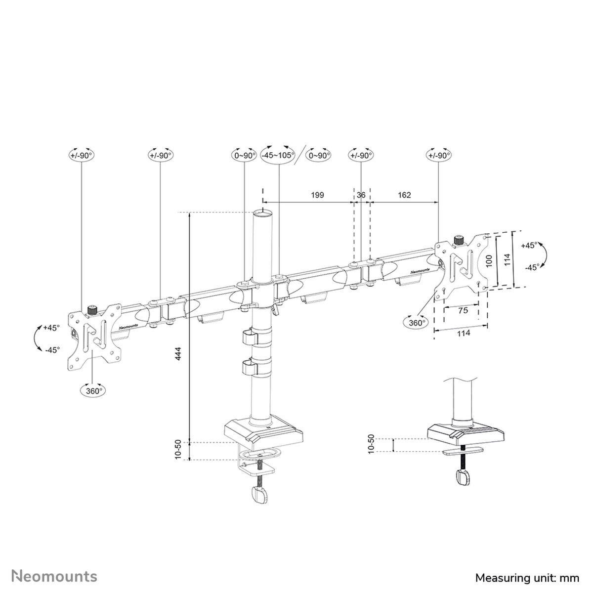 Bordfäste för Skärm Neomounts DS60-600BL2 10" 32" - 3