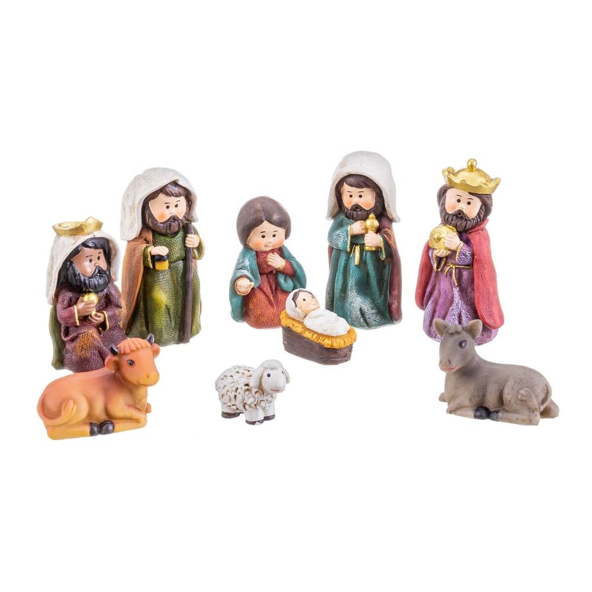 Julgranskula Multicolour Polyresin Kristi födelse/Betlehem 9 cm (9 Delar) - 3