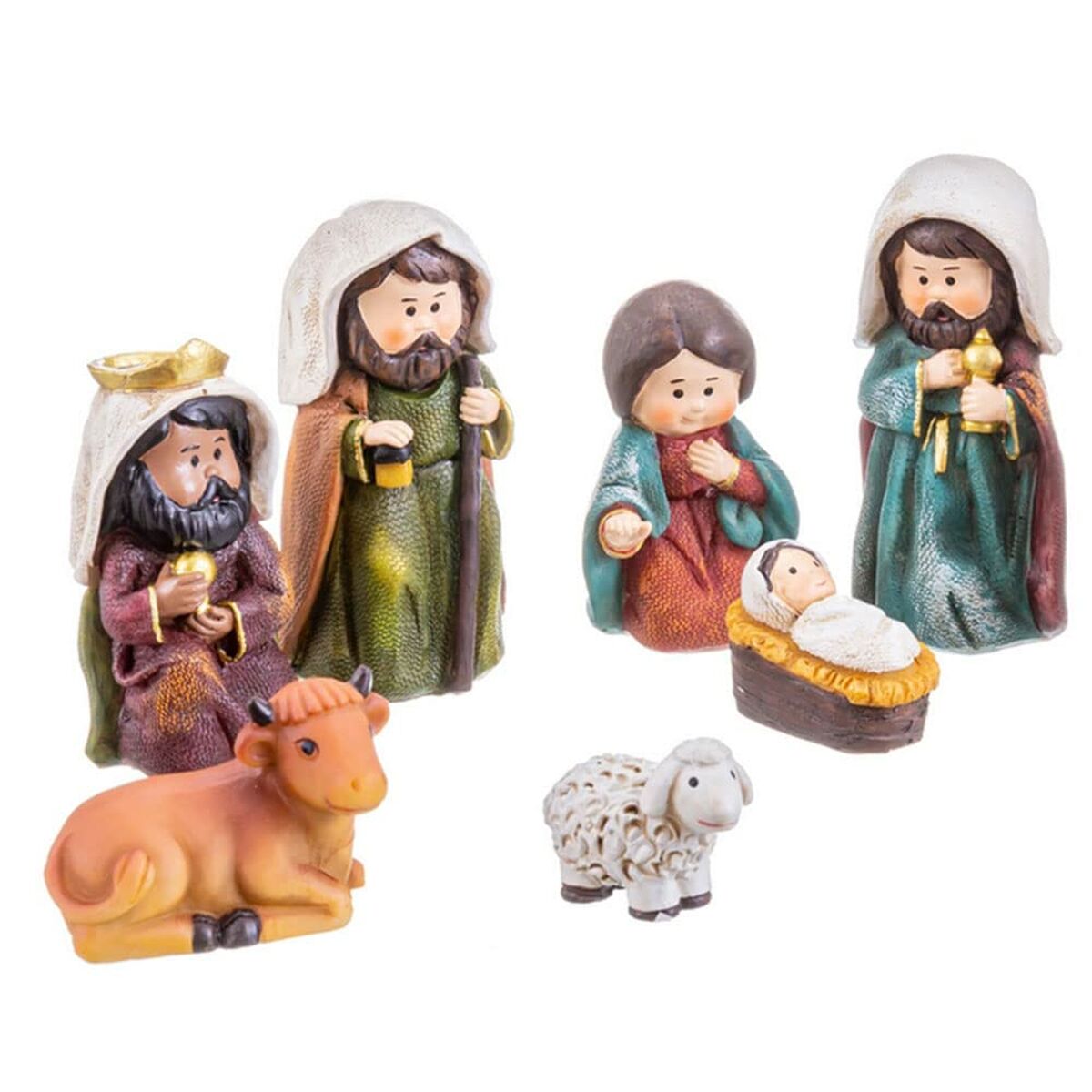 Julgranskula Multicolour Polyresin Kristi födelse/Betlehem 9 cm (9 Delar) - 4