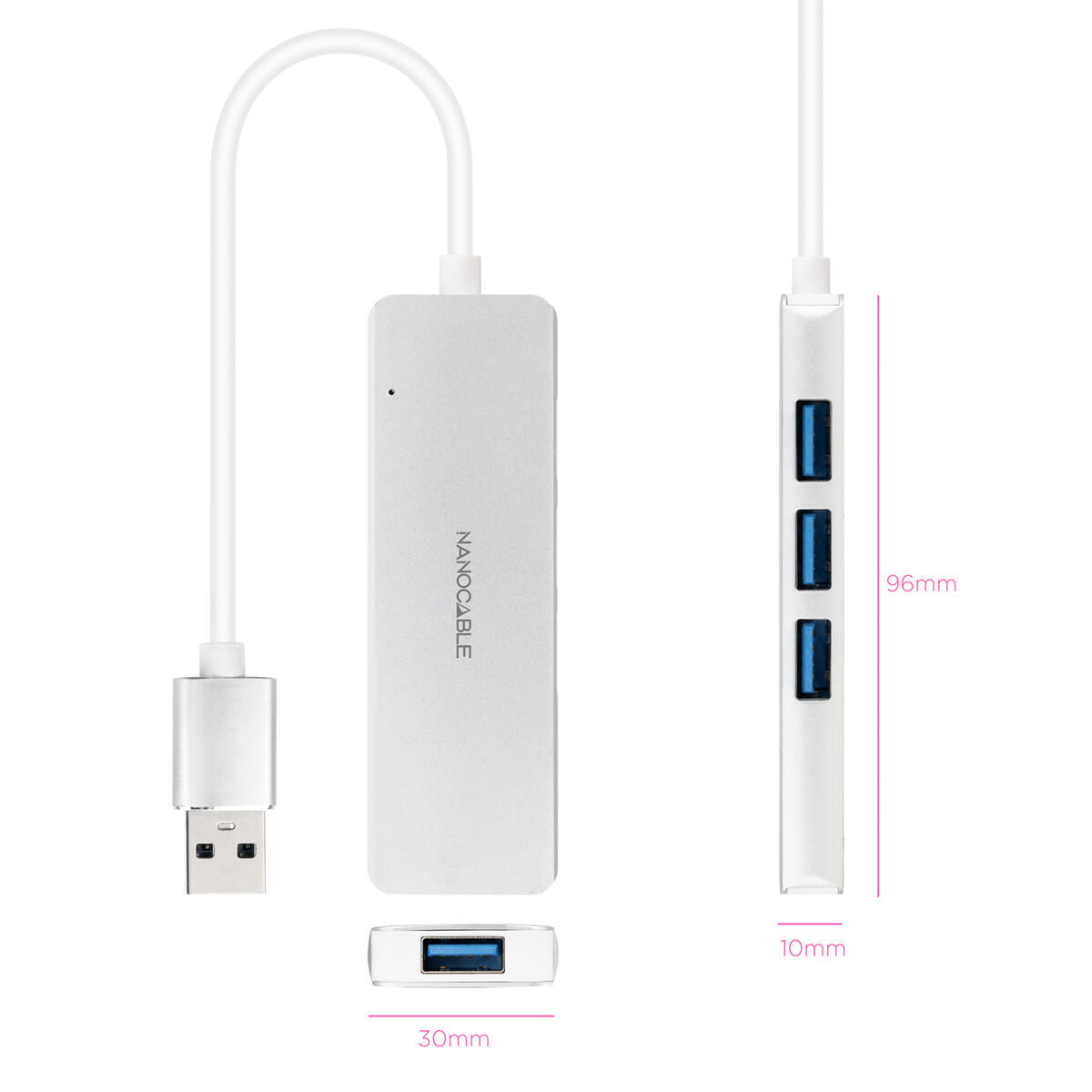 USB-HUB NANOCABLE 10.16.4602 Silvrig - 3