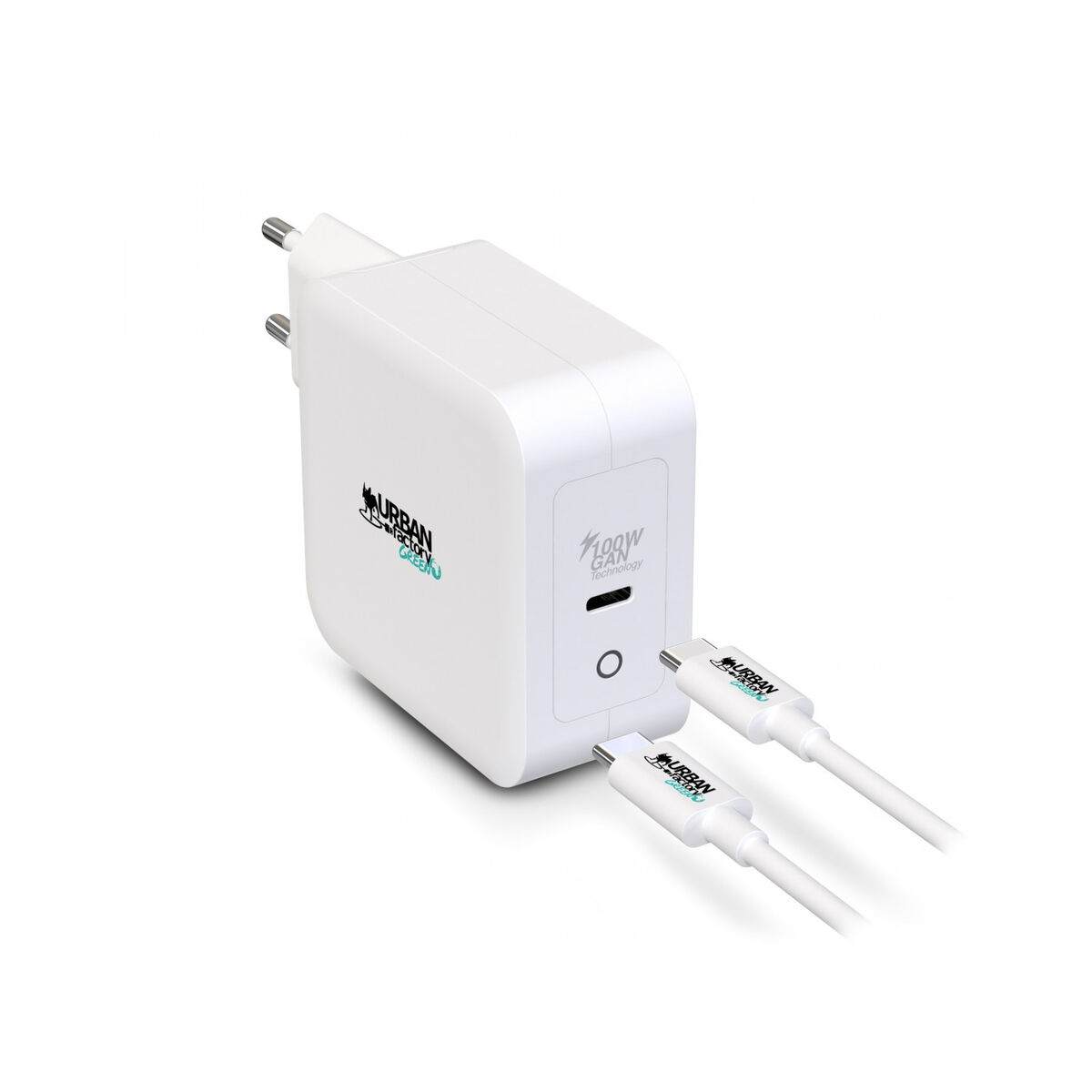 Väggladdare + USB C kabel Urban Factory GSC10UF Vit - 3