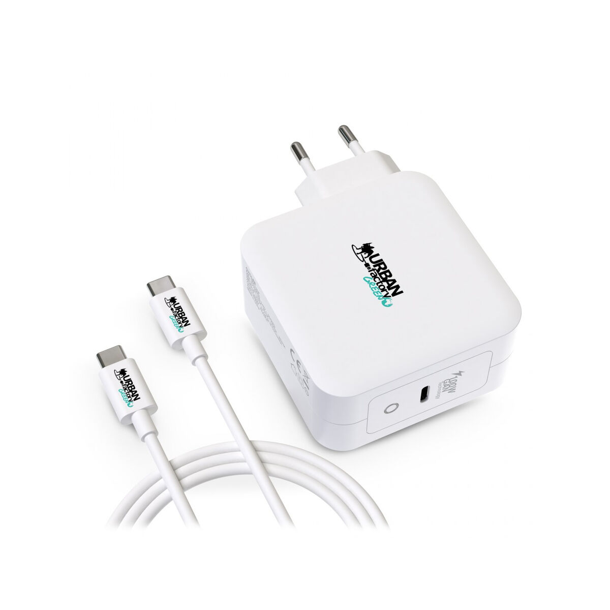 Väggladdare + USB C kabel Urban Factory GSC10UF Vit - 4