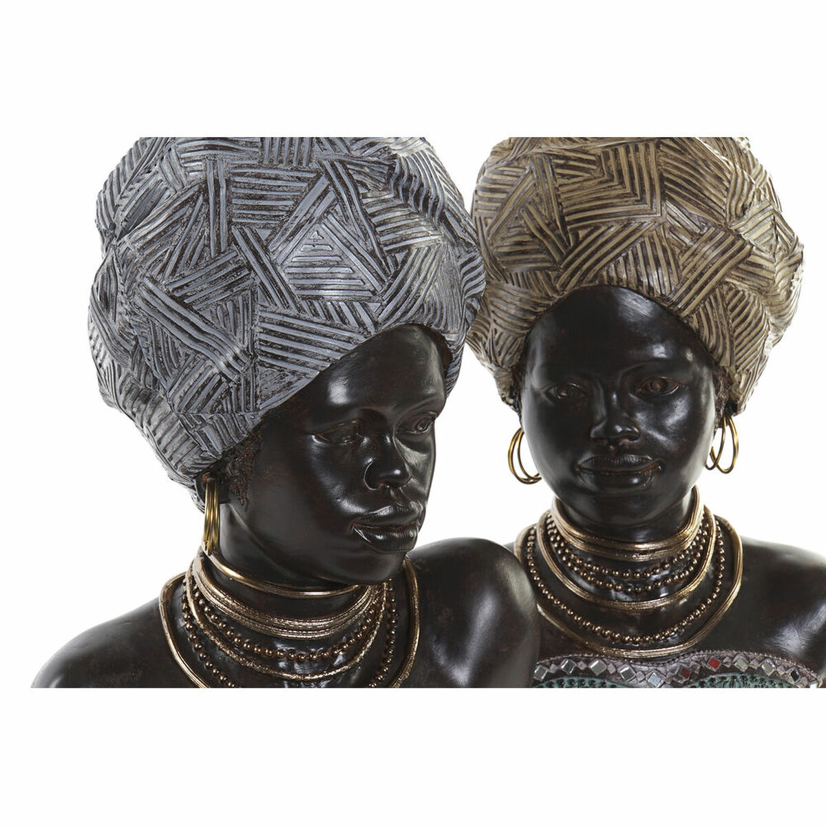 Prydnadsfigur DKD Home Decor Gyllene Silvrig Kolonial Afrikanska 24 x 18 x 36 cm (2 antal) (2 Delar) - 3