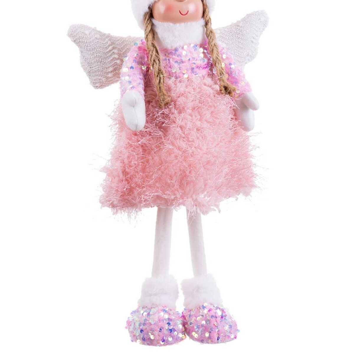 Julgranskula Multicolour Rosa Metall Polyresin Tyg Ängel 24 x 12 x 63 cm - 3