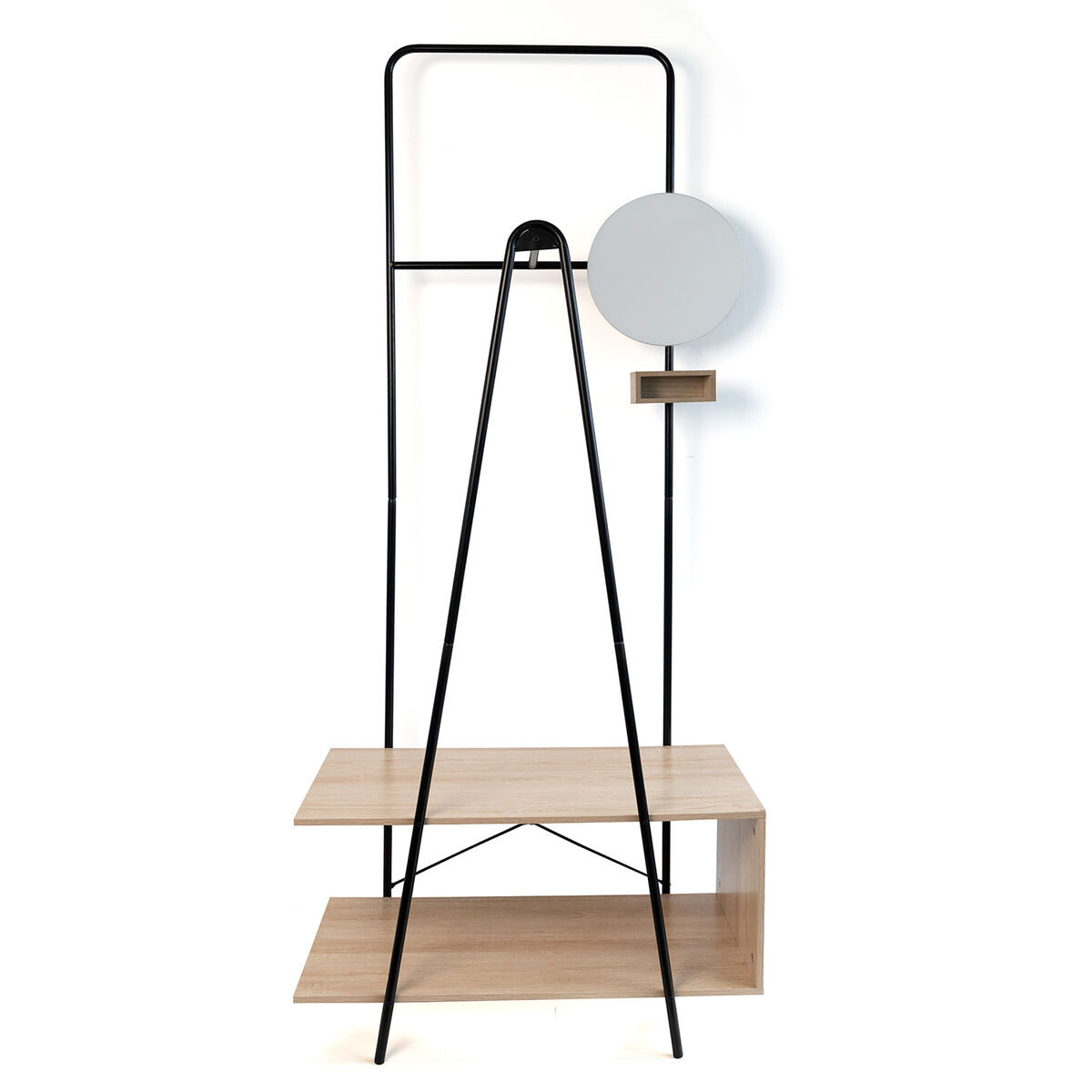 Klädhängare med spegel Vinthera Moa Svart Beige Metall Trä MDF 76 x 180 x 40 cm
