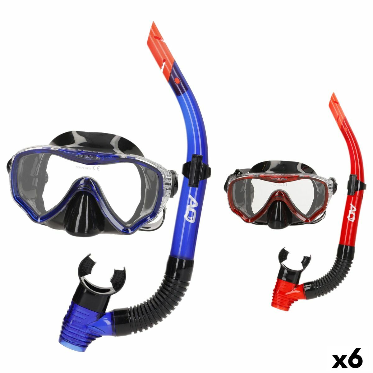 Snorkel och cyklop AquaSport Blå Röd (6 antal)