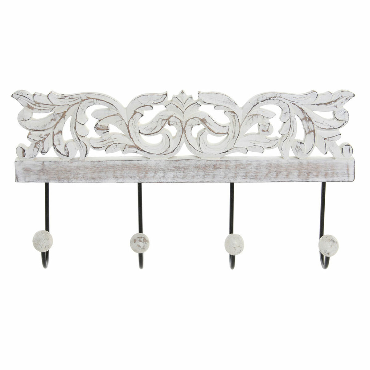 Väggmonterad rockhängare DKD Home Decor Metall Mangoträ (38 x 6 x 19 cm)