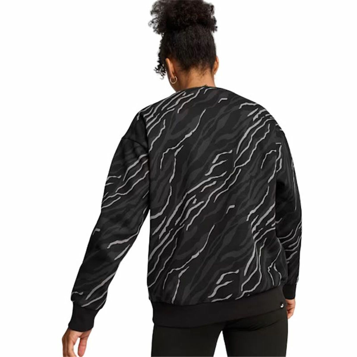 Tröja utan huva Dam Puma Essentials+ Animal Aop Crew Fl Mujer Svart - 3