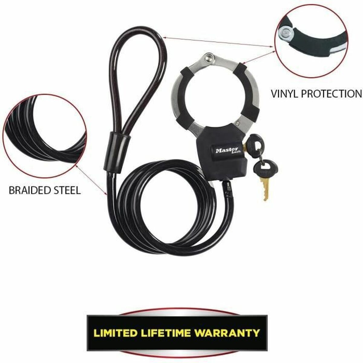 Kabel med hänglås Master Lock Svart - 5