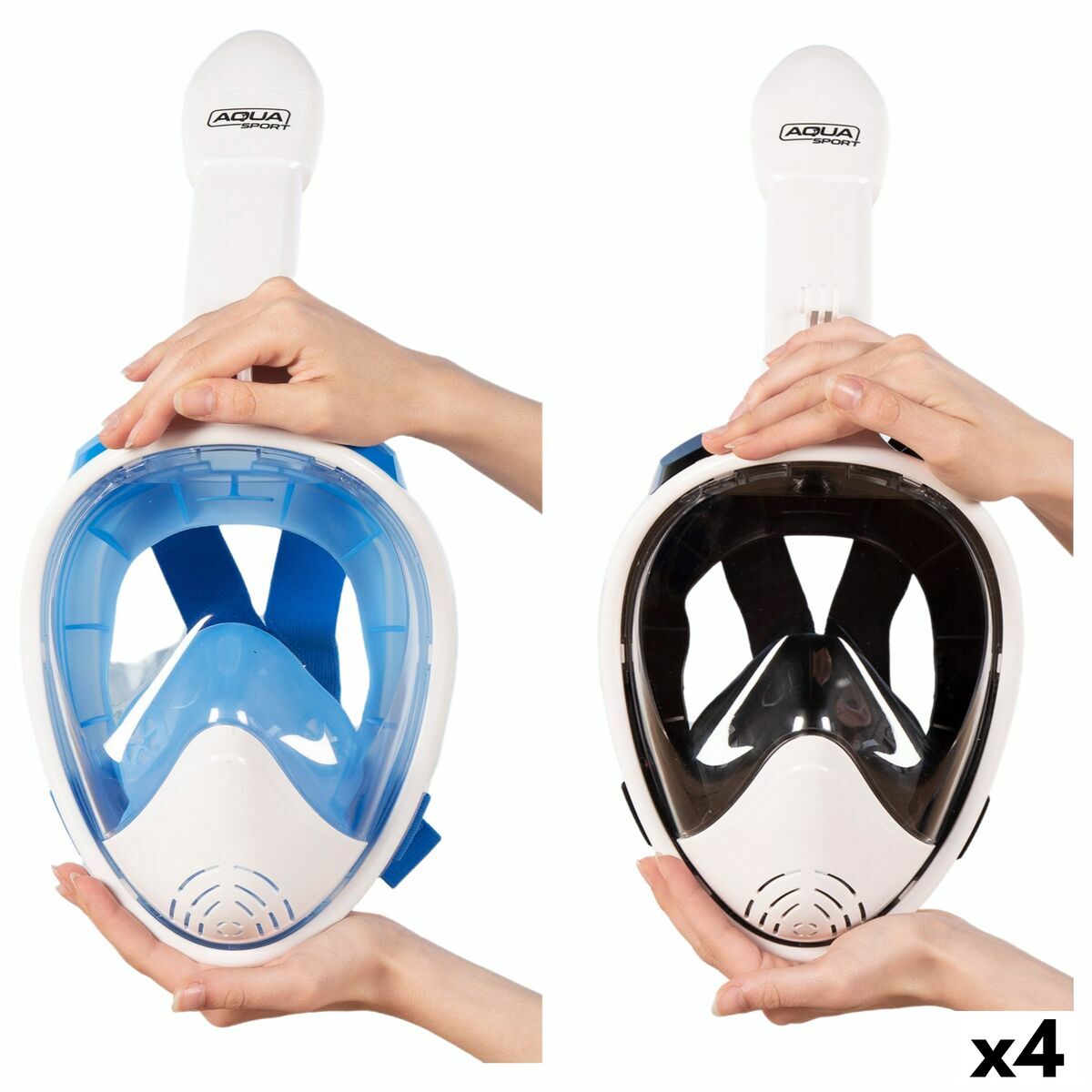 Dykmask med actionkamerahållare AquaSport Blå Vit (4 antal)