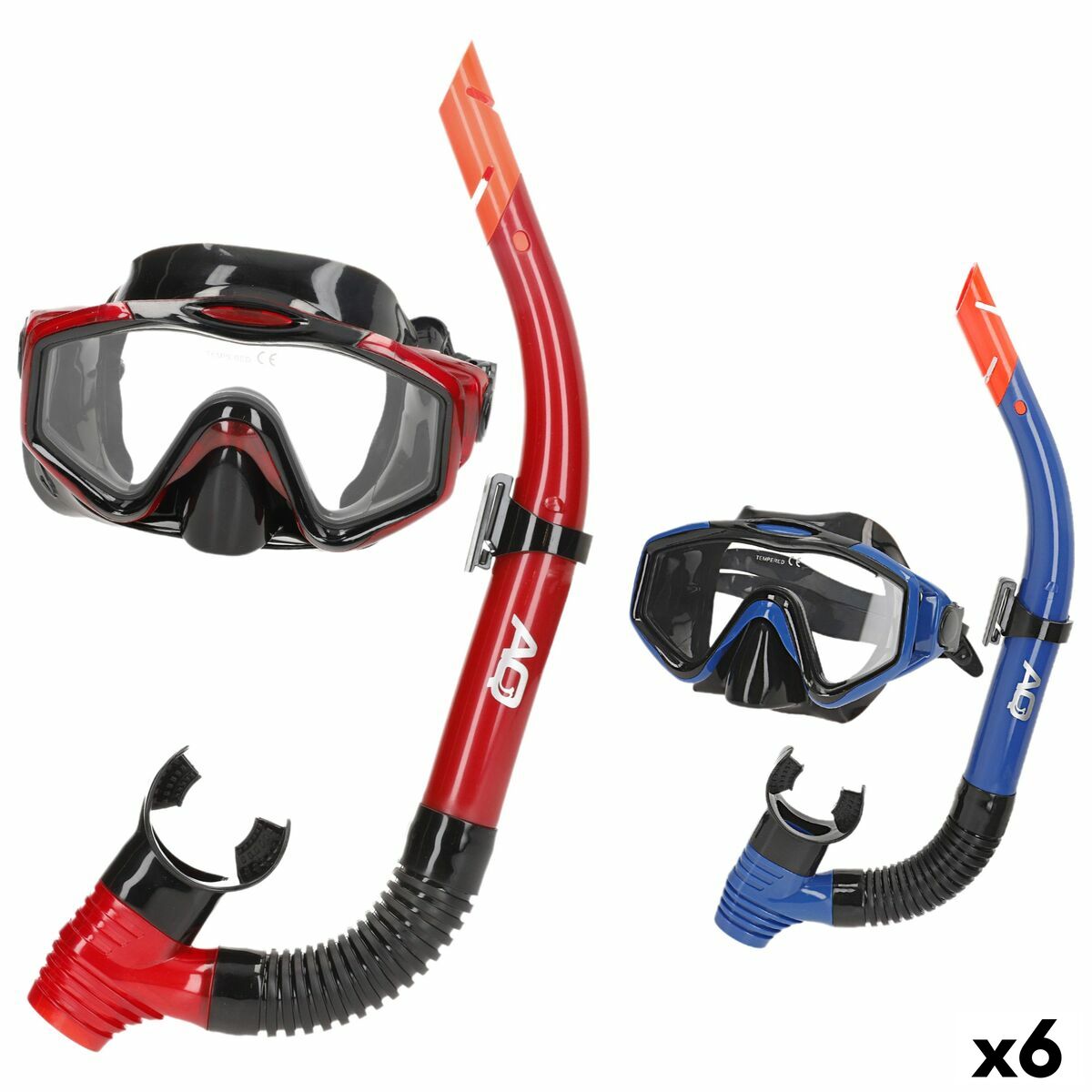 Snorkel och cyklop AquaSport Blå Röd (6 antal)