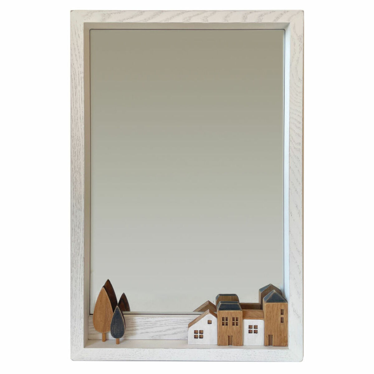 Väggspegel DKD Home Decor Vit Hus Urban 36 x 4 x 60 cm