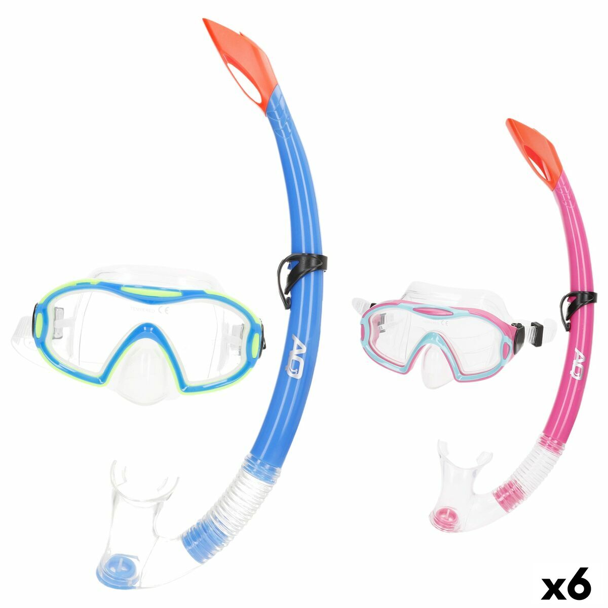 Snorkel och cyklop AquaSport Blå Rosa (6 antal)