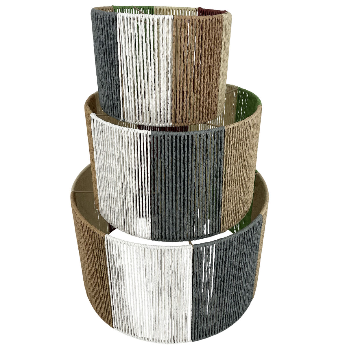 Lampskärm Home ESPRIT Multicolour Metall Fibrer Naturell Urban 52 x 52 x 31 cm (3 Delar)