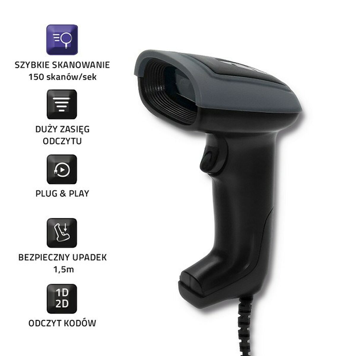 Sträckkodsläsare Qoltec 50863 - 3