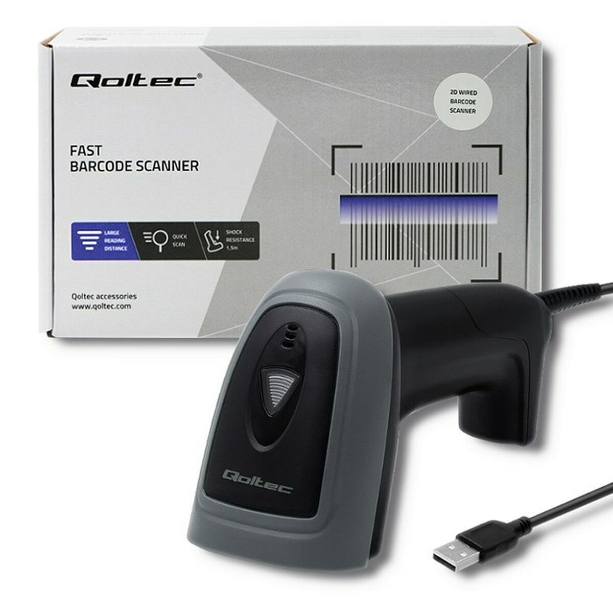 Sträckkodsläsare Qoltec 50863 - 4