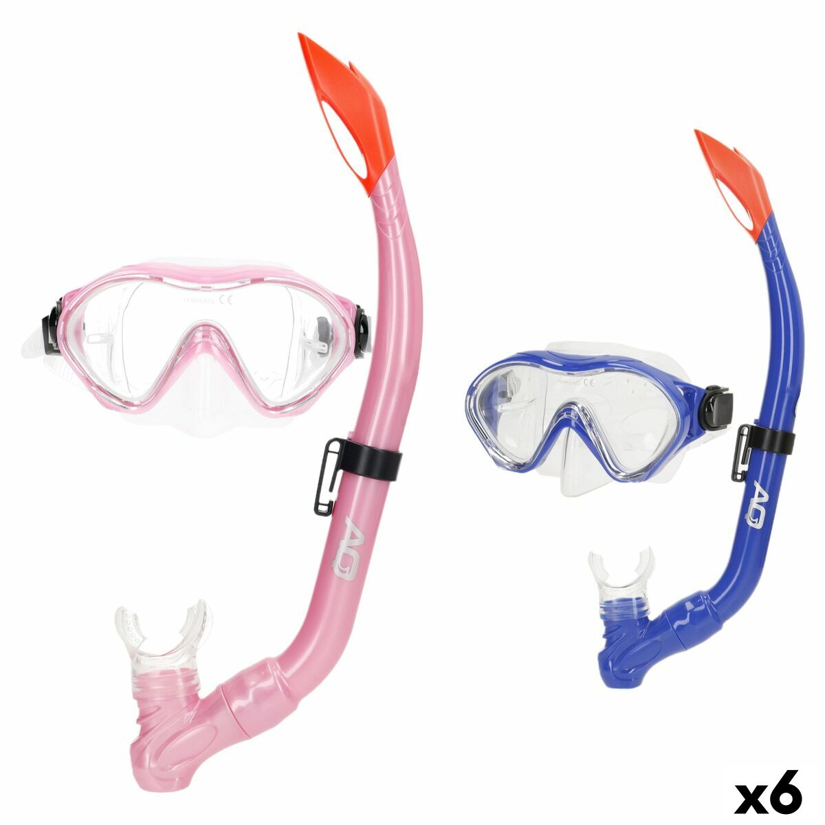 Snorkel och cyklop AquaSport Blå Rosa (6 antal)