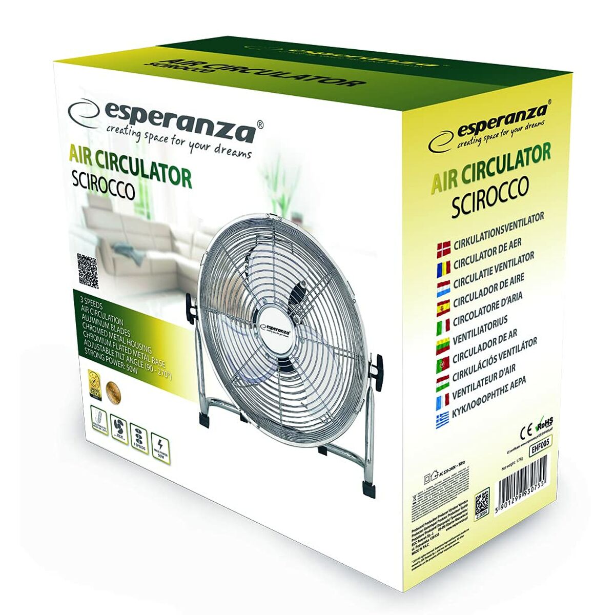 Bordsfläkt Esperanza EHF005 Krom 50 W - 3