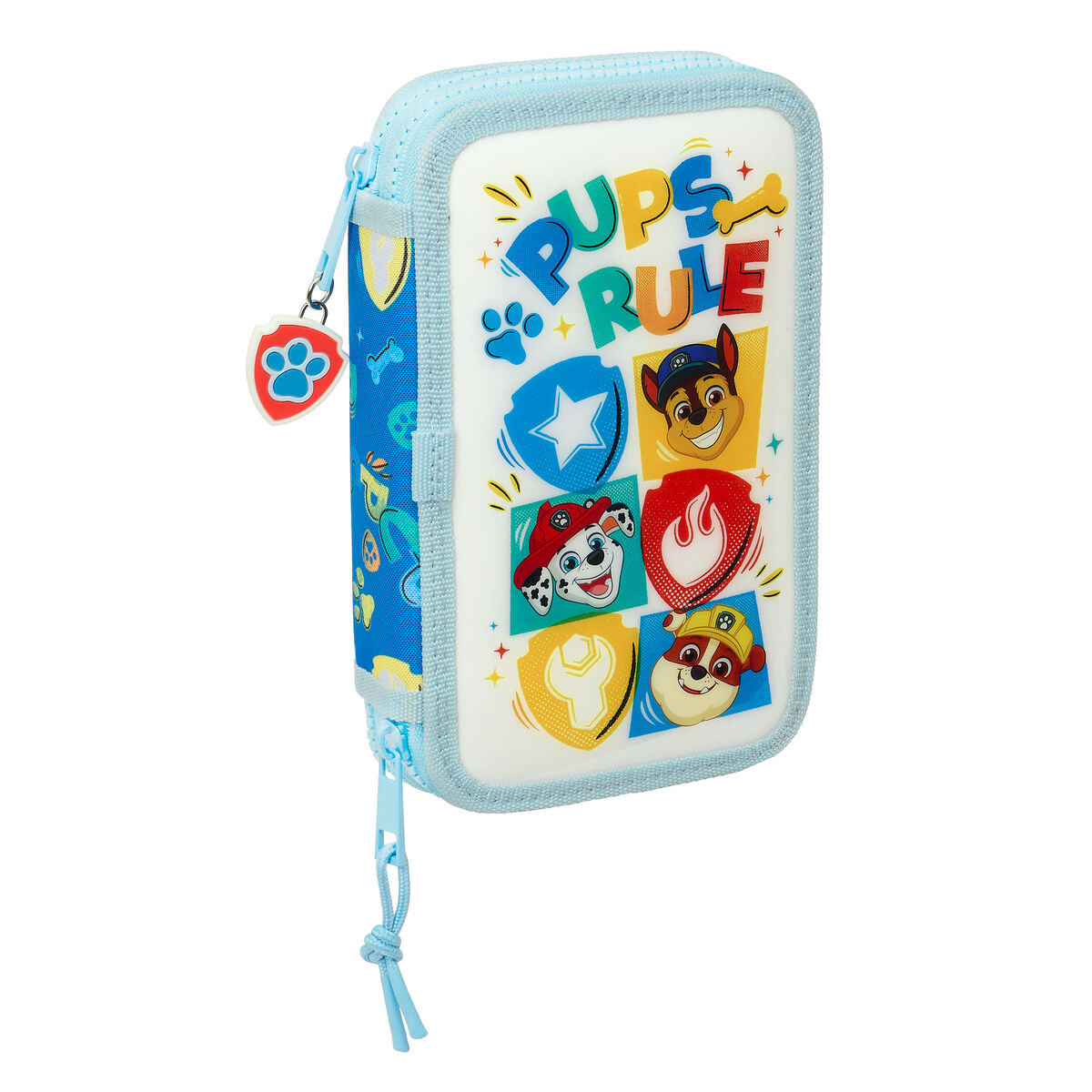 Dubbelt pennfodral The Paw Patrol Pups rule Blå 12.5 x 19.5 x 4 cm 28 Delar - 2