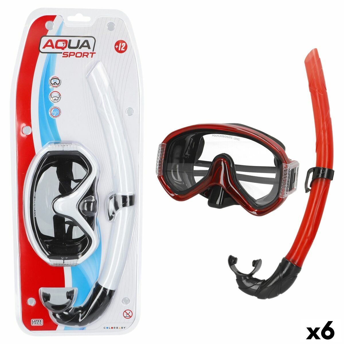 Snorkel och cyklop AquaSport (6 antal)