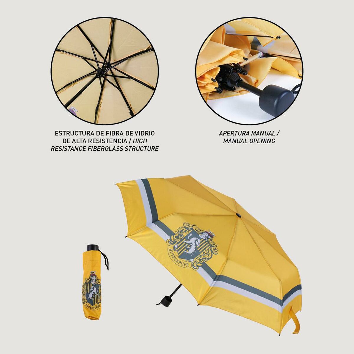 Hopfällbart paraply Harry Potter Hufflepuff Gul 53 cm - 4