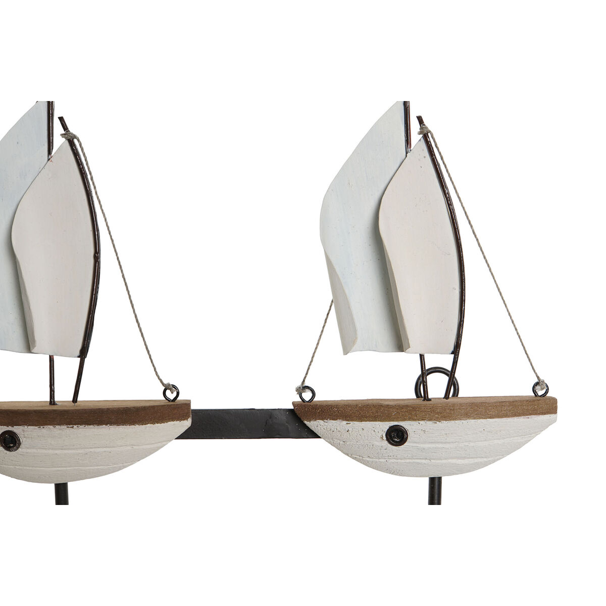 Väggmonterad rockhängare Home ESPRIT Vit Metall Paulowniaträ Segelbåtar 39 x 10 x 26,5 cm - 3