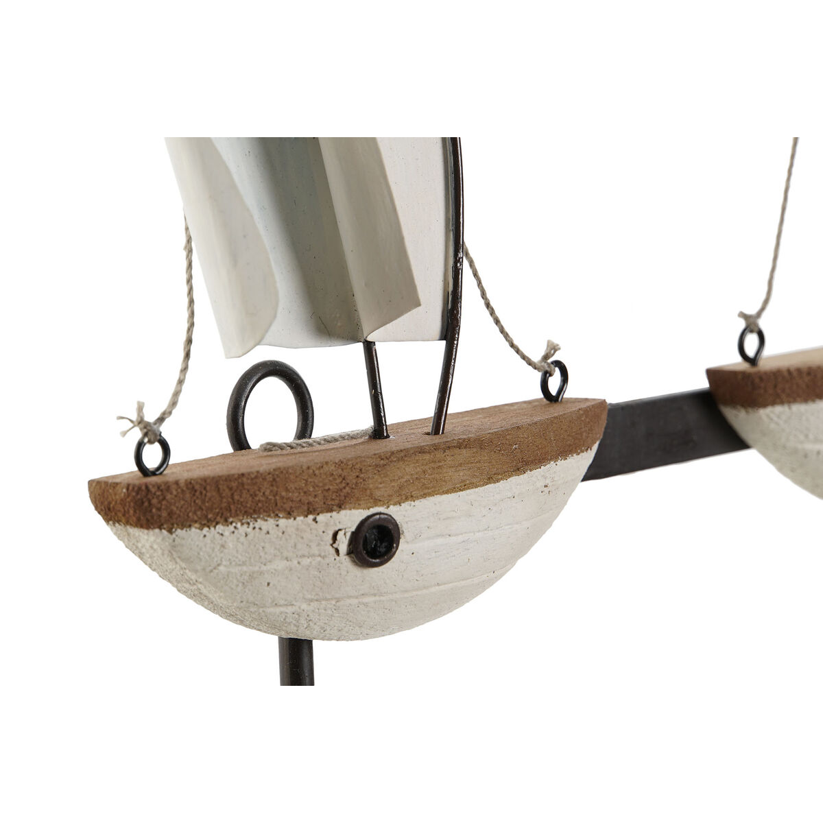 Väggmonterad rockhängare Home ESPRIT Vit Metall Paulowniaträ Segelbåtar 39 x 10 x 26,5 cm - 2