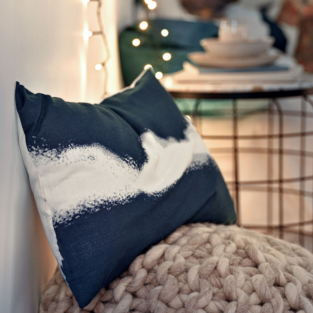 Set med kuddfodral HappyFriday Blanc Nightfall Multicolour 2 Delar - 4