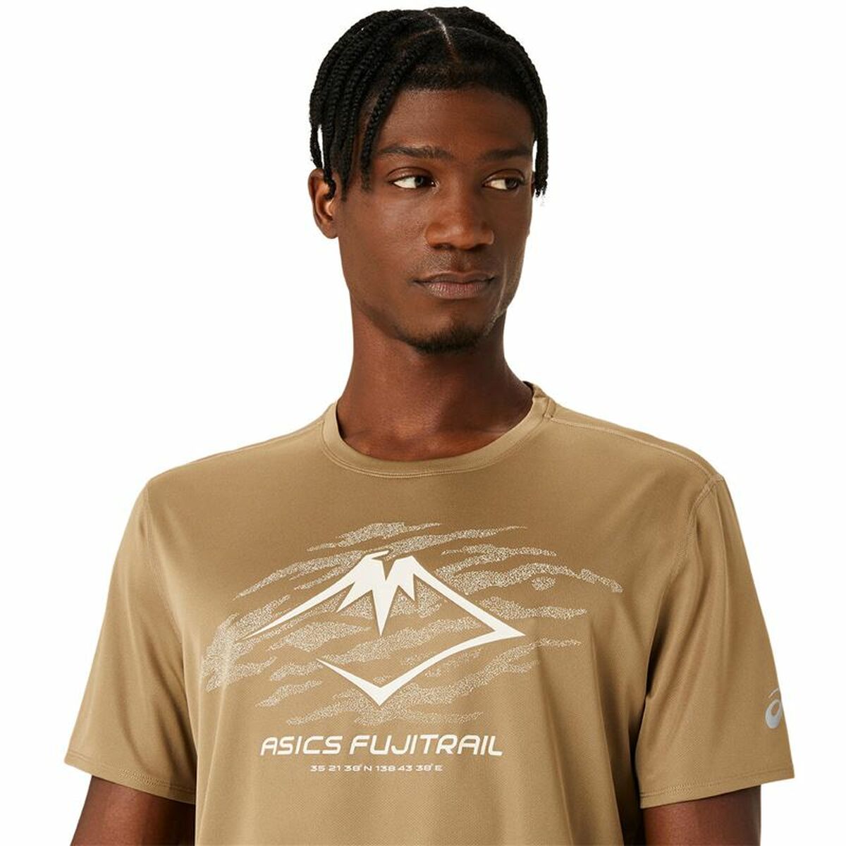 T-shirt med kortärm Herr Asics Fujitrail Logo Ss Top Brun Beige - 4