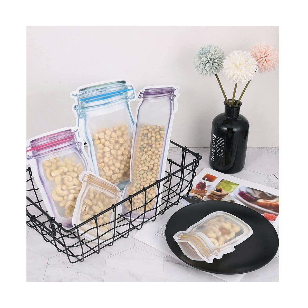 Set med återanvändningsbara livsmedelspåsar (16,5 x 24,3 x 7,4 cm) - 2