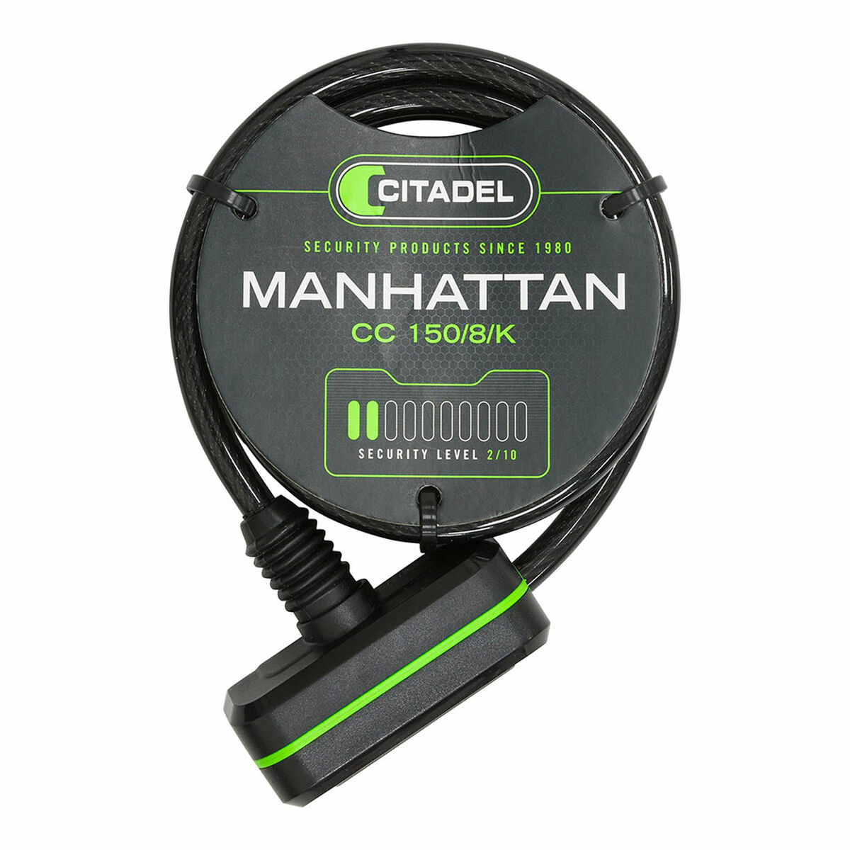 Kabel med hänglås Citadel Manhattan cc 150/8/k Svart 150 cm
