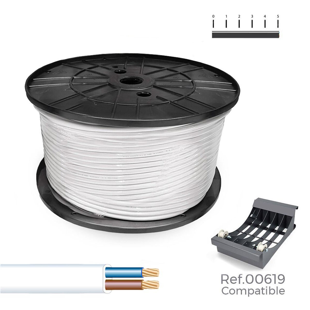 Flerkärnig elkabel Sediles Vit 300 m Spole