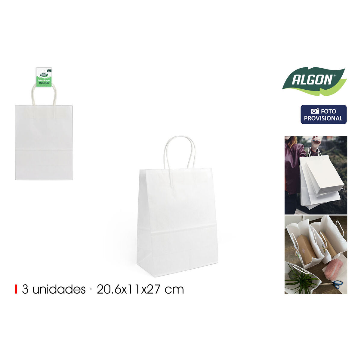 Papperskasse Algon Vit 20,6 x 11 x 27 cm 3 Delar (24 antal) - 2