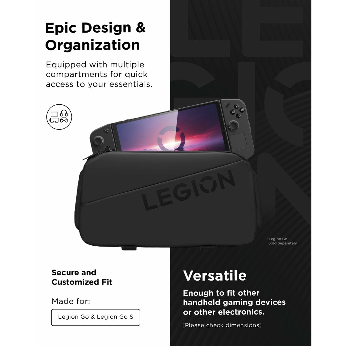 Allsidig ryggsäck med axelrem Lenovo Legion Go Svart - 3
