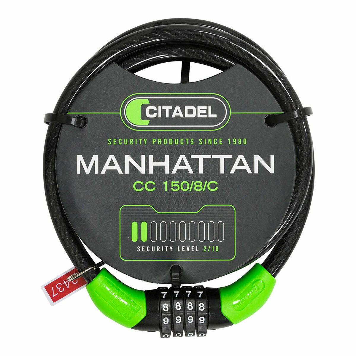 Kabel med hänglås Citadel Manhattan cc 150/8/c Kombination Svart 150 cm - 2