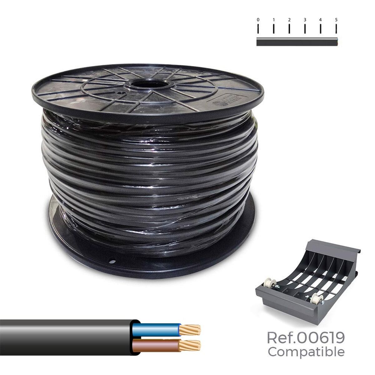 Flerkärnig elkabel Sediles Svart 300 m Spole