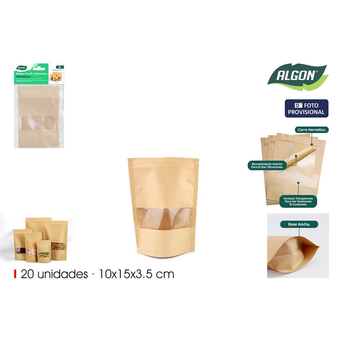 Återanvändbar matväska Algon 10 x 15 x 3,5 cm 20 Delar (18 antal) - 2