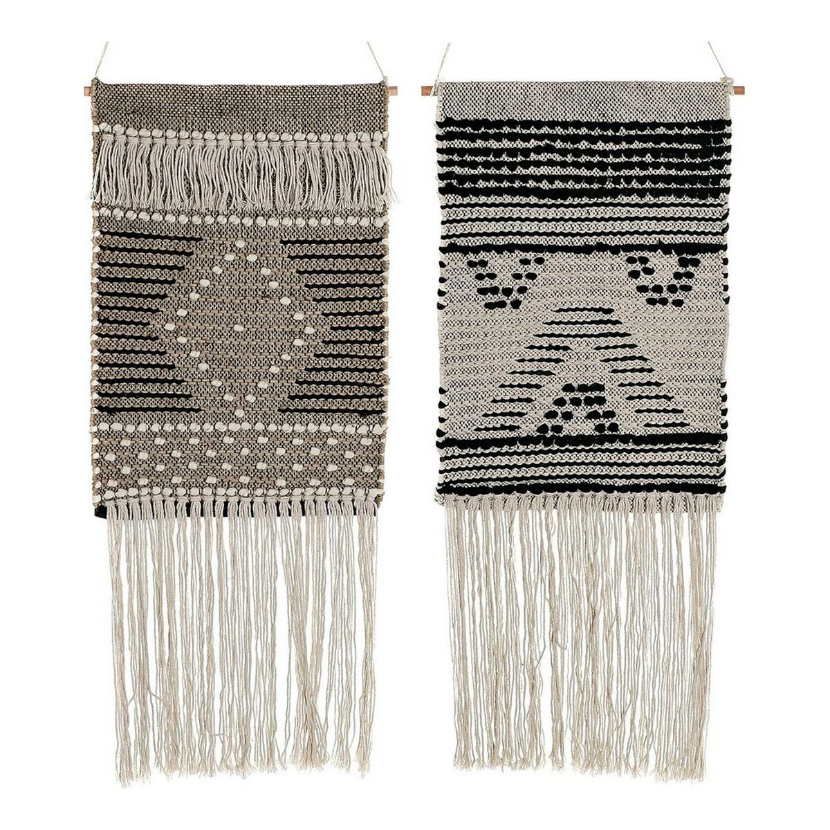Hängdekoration DKD Home Decor Beige Grå Mörkgrå Frans Boho 45 x 1 x 61 cm (2 antal) - 9