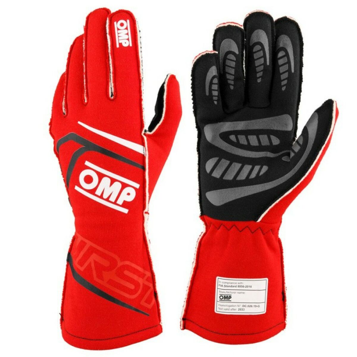 Karting Gloves OMP OMPIB0-0776-A01-061-L Röd L FIA 8856-2018