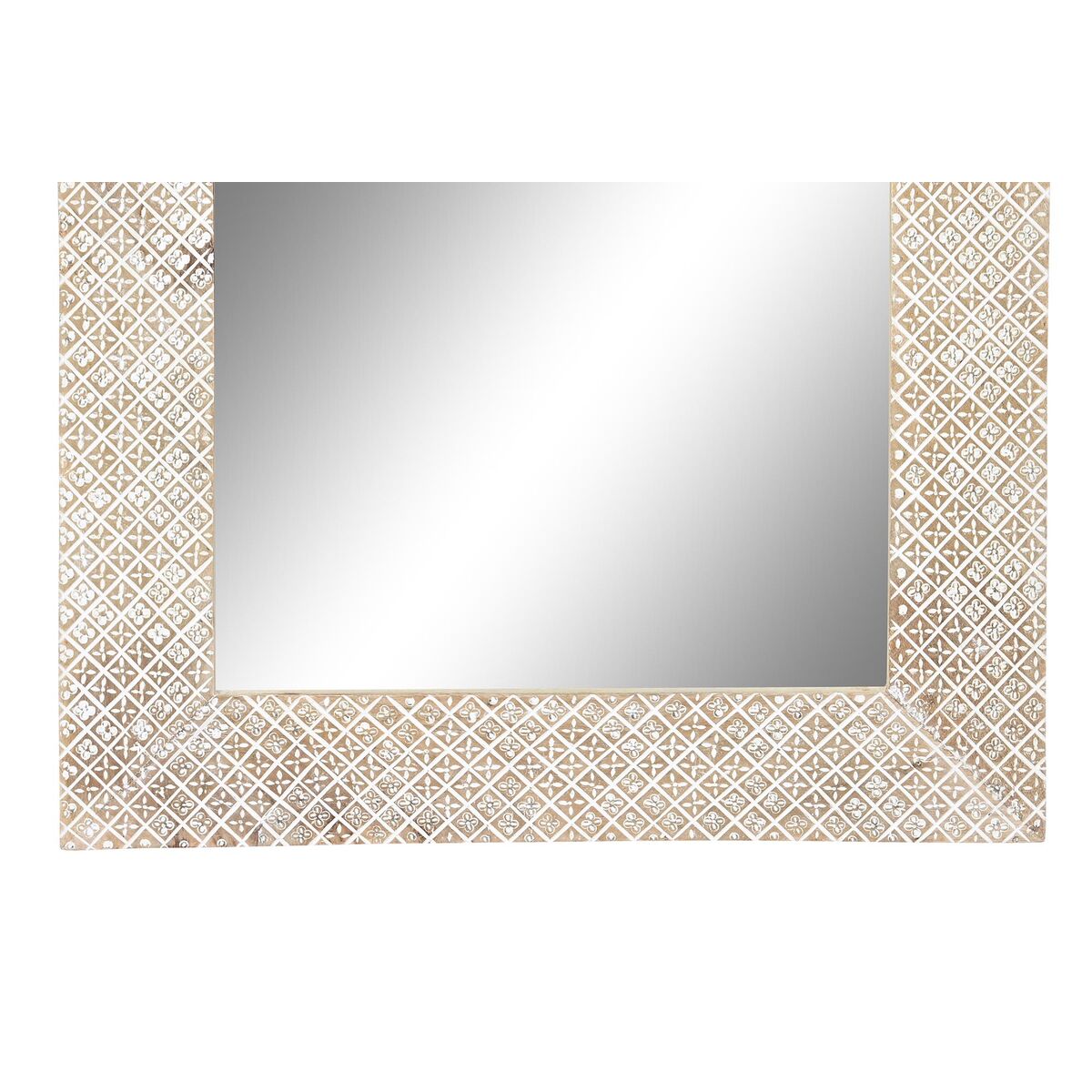 Väggspegel DKD Home Decor Naturell Vit Mangoträ (76,5 x 3 x 122 cm) - 2